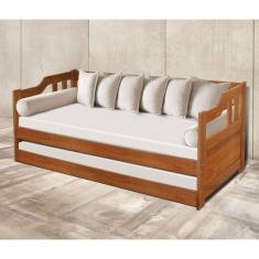 Imagem de Sofá Cama E Auxiliar Em Madeira Atraente Móveis Cor Castanho