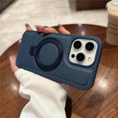 Imagem de Capa de suporte invisível para iphone 15 pro max 14 promax capa de couro para iphone 15 pro 14 capa de suporte de carga sem fio, azul, para iphone14promax