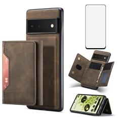Imagem de Asuwish Capa de celular para Google Pixel 6 Pro com protetor de tela de vidro temperado e suporte para cartão de crédito, acessórios de couro para celular Pixel6Pro Pixel6 XL 6XL Pixle 6Pro 5G