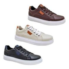 Imagem de KIT 3 Pares -Tenis Casual p/ Lazer ou Dia a Dia Confortável-Masculino