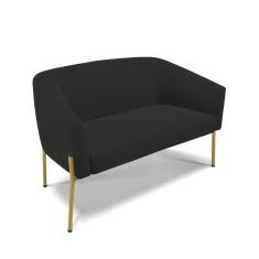 Imagem de Sofá Namoradeira 2 Lugares Pé De Ferro Dourado Stella Veludo Preto D03 - D'rossi