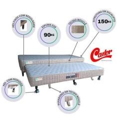 Imagem de Bicama Solteiro Castor Espuma D28 Acoplada Premium Bege 88X188x40