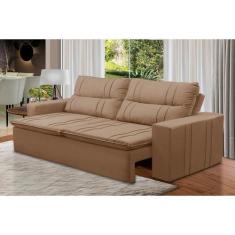 Imagem de Sofá Retrátil E Reclinável 2 Lugares Com Molas 1,80M Eloa Suede Capucc