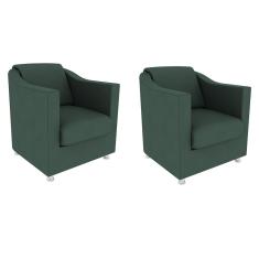 Imagem de Kit 02 Poltronas Decorativas Tilla Suede Verde