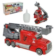 Imagem de Caminhao Bombeiro Transforme Robo Esguicha Agua Som E Luz - Pd Impex