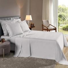 Imagem de Lençol Viúvo 3 Pçs Percal Flex 400 Fios Macio Abas (Cinza)