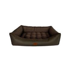 Imagem de Cama para Cachorro Retangular em Corino + Poliéster Marrom Escuro LV Extra Grande (XGG) 98 x 65 cm