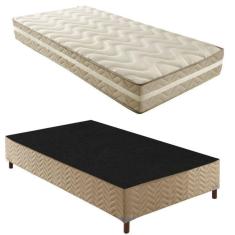 Imagem de Box Solteiro Júlia 42x88x188cm com Colchão Solteiro Unique D33 Plus Duoface 18x88x188cm Rustico Bege