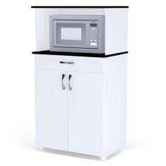 Imagem de Balcão Multiuso para Microondas e Forno Carina Cor Branco - ajl Móveis