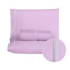 Imagem de Jogo De Lençol Casal Queen 3 Peças 100% Algodão 200 Fios Ponto Palito