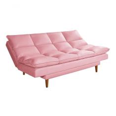 Imagem de Sofá Cama Andorra 3 Lugares Império Reclinável Casal Pés Madeira Com Banqueta Suede Rosa 200