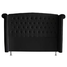 Imagem de Cabeceira De Cama Box Luxo Casal 140 Cm Suede Preto Eli Móveis