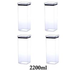Imagem de 4 Potes Herméticos quadrado empilháveis 2200ml para armazenamento de a