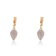 Imagem de Brinco Argolinha com Pingente Cravejado de Zircônias Folheado em Ouro 18k