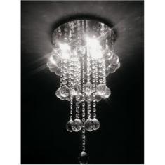 Imagem de Lustre de Cristal para sala, base de inox de 30cm de diâmetros ,cordão de castanhas com esferas de 40mm legitimo K9