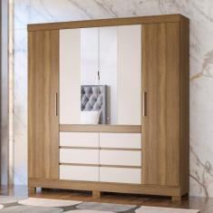Imagem de Guarda Roupa Casal Com Espelho 4 Portas 6 Gavetas Cádis Demóbile - Dem