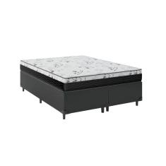 Imagem de Cama Box Casal Bipartido 138 Sintético Preto com Colchão Espuma D33 One Face - Bello Box - 58X138X188