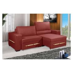 Imagem de Sofá Retrátil e Reclinável 2.10m ESTILO ESTOFADOS - CHAYENE com SoftGel D33 Linho "Veremelho"