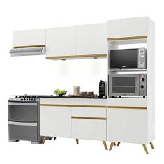 Imagem de Armário de Cozinha Compacta 252cm com Leds Veneza Up Multimóveis V2015 Branco/dourado
