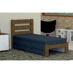 Imagem de Cama de Solteiro Luna de Madeira Maciça Angelim Pedra/Tauari - Cor Imbuia