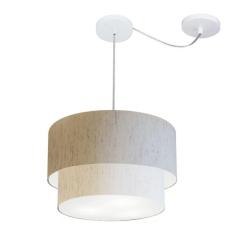 Imagem de Pendente Duplo Cilíndrico Desvio 40X35cm Bivolt Linho Bege
