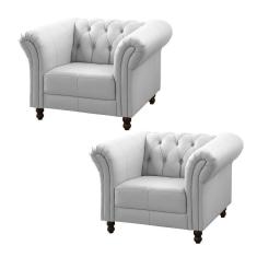 Imagem de Kit 2 Poltronas Decorativa Bérgamo Couro  - Gran Belo
