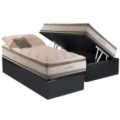 Imagem de Cama Box Baú Solteiro: Colchão Molas Herval ConfortClass Big Class df + Base crc Suede Gray(88x188)