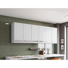 Imagem de Armario De Cozinha Aereo 6 Portas Branco Maldivas Casa Moderna