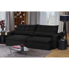 Imagem de Sofá 6 Lugares 2,90Mt Com Molas Retrátil E Reclinável Preto