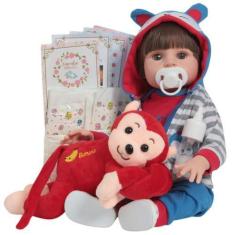 Imagem de Boneco Bebê Reborn Menino Realista 46cm Conjunto Macaquinho - Cegonha 