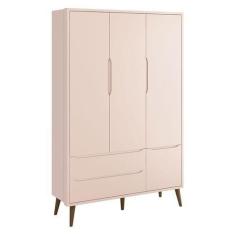 Imagem de Guarda Roupa Infantil Theo 3 Portas Rosa Com Pés Amadeirados  Reller
