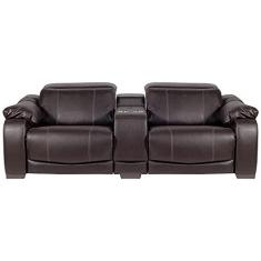 Imagem de Sofá Elétrico Reclinável e Retrátil 2 Lugares com Porta Copos Affection Couro Marrom - Gran Belo