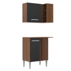 Imagem de Kit de Canto Reto Madesa Emilly 2 Portas com Armário Aéreo, Adega e Balcão