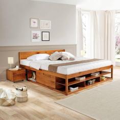 Imagem de Cama King Multifuncional Madeira Maciça Irara Cabecasa Madeiramadeira Caramelo