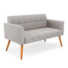 Imagem de Sofá Namoradeira Elisa Veludo Pés Palito Castanho - D`rossi Cor Cinza