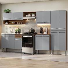 Imagem de Armário de Cozinha Completa 293cm com Pia Rustic/cinza Emilly Madesa 09