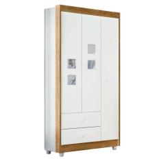 Imagem de Guarda Roupa Roupeiro Infantil Life 3 Portas 2 Gavetas Tigus Baby Branco Madeirado Ypê