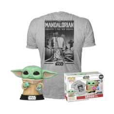 Imagem de Funko Pop The Mandalorian 465 Grogu Flocked + Camiseta GG