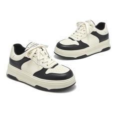 Imagem de BEAU TODAY Tênis moderno feminino, plataforma de couro, feminino, casual, com cadarço, plataforma, caminhada, tênis de corrida, Bege-preto, 38