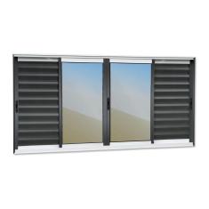 Imagem de Veneziana Elite 6 Folhas Moveis 100 X 240 Vidro Reflex Mix Preto