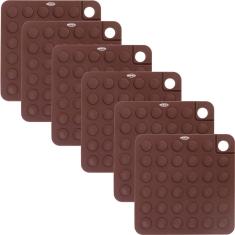 Imagem de Kit 6 Descansos de Panela Silicone Apoio Quadrado Chocolate