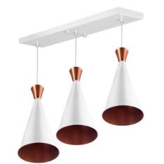 Imagem de Lustre Pendente Funil Triplo Base Retangular /Cobre - Marryluz