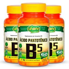 Imagem de Kit 3 Vitamina B5 Ácido Pantotênico 60 cápsulas Unilife