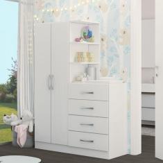 Imagem de Guarda-Roupa Infantil Hora de Aventura com Cômoda 2 Portas 4 Gavetas Branco - Panorama Móveis