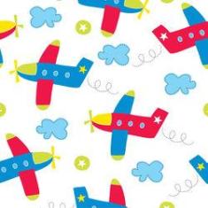Imagem de Papel de Parede Infantil Nuvens e Aviões 2,70x0,57m