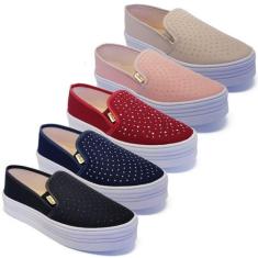 Imagem de Kit 5 Pares Tênis Feminino Slip On Plataforma Sapatilha K107 - Fabrica