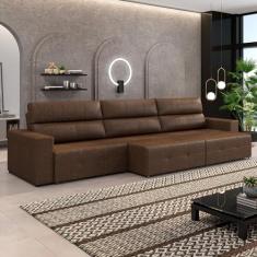 Imagem de Sofá Retrátil 4 Lugares 284cm 3 Módulos Nero Couro Manchado G52 - Gran Belo