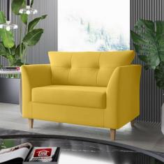 Imagem de Sofá Namoradeira Para Sala Decorativa Isis Suede Amarela Visan Estofad