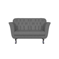 Imagem de Namoradeira Decorativa Dália Suede Cinza 2 Lugares Pés Madeira Ms Decor