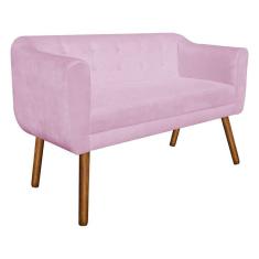 Imagem de Namoradeira Julia 2 Lugares Rosa Bebê Pés Palito Castanho